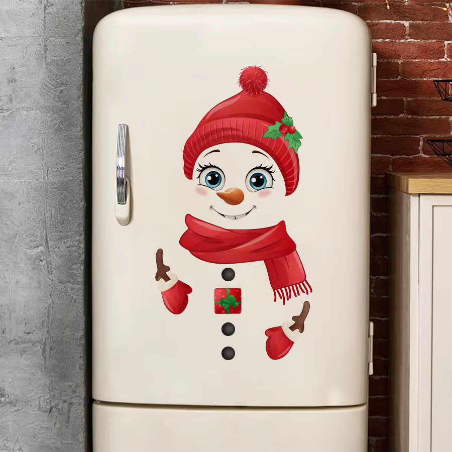 BRUP Schneemann Weihnachts Aufkleber aus PVC, abnehmbare Dekoration für Badezimmer, Wohnzimmer und Schlafzimmer, Mehrfarbig - Bild 2