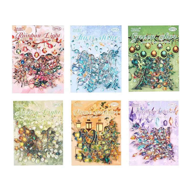 12er Paket Dekorative Aufkleber Lampe Meer Sternenlicht Serie für Scrapbooking und Journaling in Multicolour - Bild 2