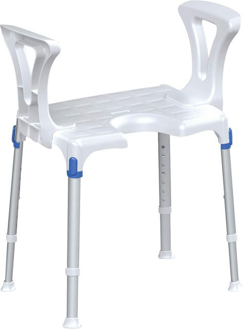 Duschhocker Laguna von RUSSKA mit Hygieneausschnitt und Armlehne in Weiß - Bild 1