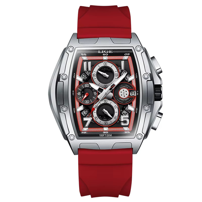LIGE Chronograph, Quarz, Schwarz, Silikon, Herren - Bild 5