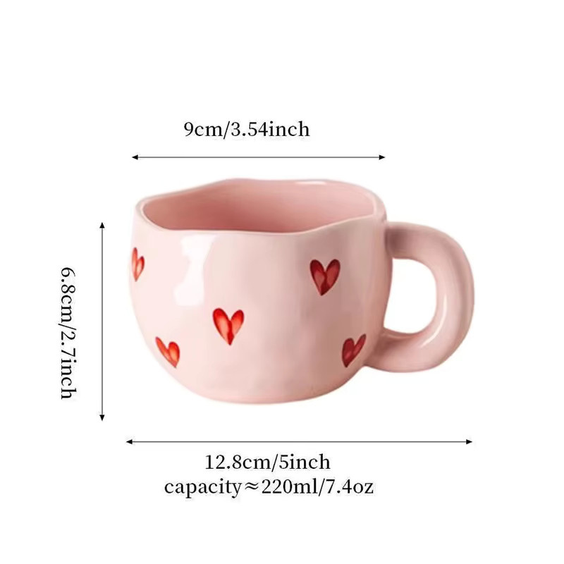Handbemalte Keramik-Kaffeetasse mit floralem Design in Weiß und Pink für Erwachsene - Bild 5
