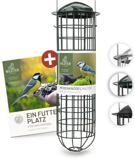 Wildtier Liebe Meisenknödelhalter aus Edelstahl in Grün, Höhe: 31 cm - Bild 1