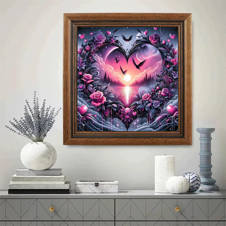 EverShine DIY 5D Diamantmalerei Herz und Rose als Mosaik-Stickerei in Multicolour, B/B/H: 20 x 20 x 20 cm - Bild 3