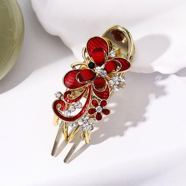 Zorioneko Haarklammer, Kristall-Blumen, Strass-Schmetterling, rot, Kinder - Bild 1