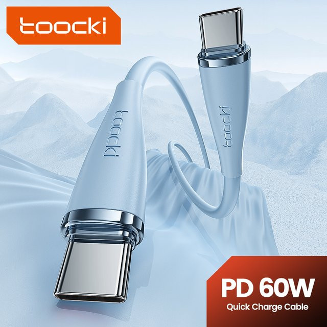 Toocki USB C zu USB C Kabel 60 W PD Schnellladekabel 3A in Blau - Bild 1