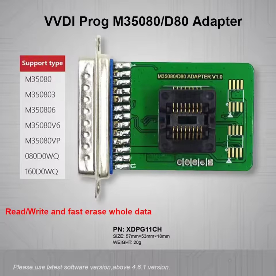 Xhorse VVDI Prog M35080/D80 Adapter V1.0 in Grün für VVDI PROG Programmierer zum Lesen, Schreiben und schnellen Löschen des Datenspeichers - Bild 3