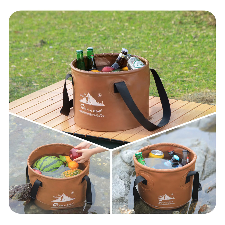 FLEXTAIL Zusammenklappbarer PVC-Wassereimer in Braun mit 20 l Fassungsvermögen für Camping und Outdoor - Bild 4