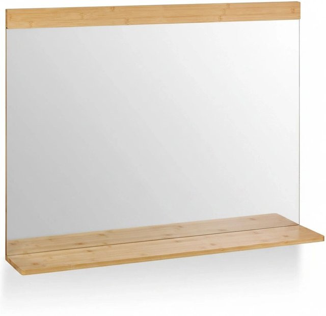 Relaxdays Wandspiegel aus Bambus in Natur mit Ablage, Farbe: Braun, B/H/T: 68,5 x 90 x 16,5 cm - Bild 1