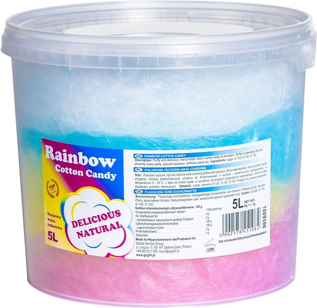 SuperMerchantEU Regenbogen Zuckerwatte ohne zugesetzte Sulfite 5 L - Bild 1