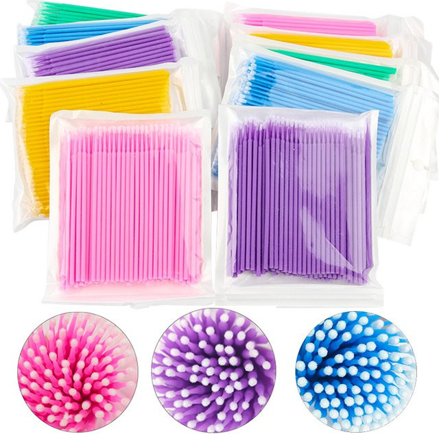 kekelala Wimpern Reinigungspinsel, 100 Stück, Micro Baumwolle Tupfer - Bild 1