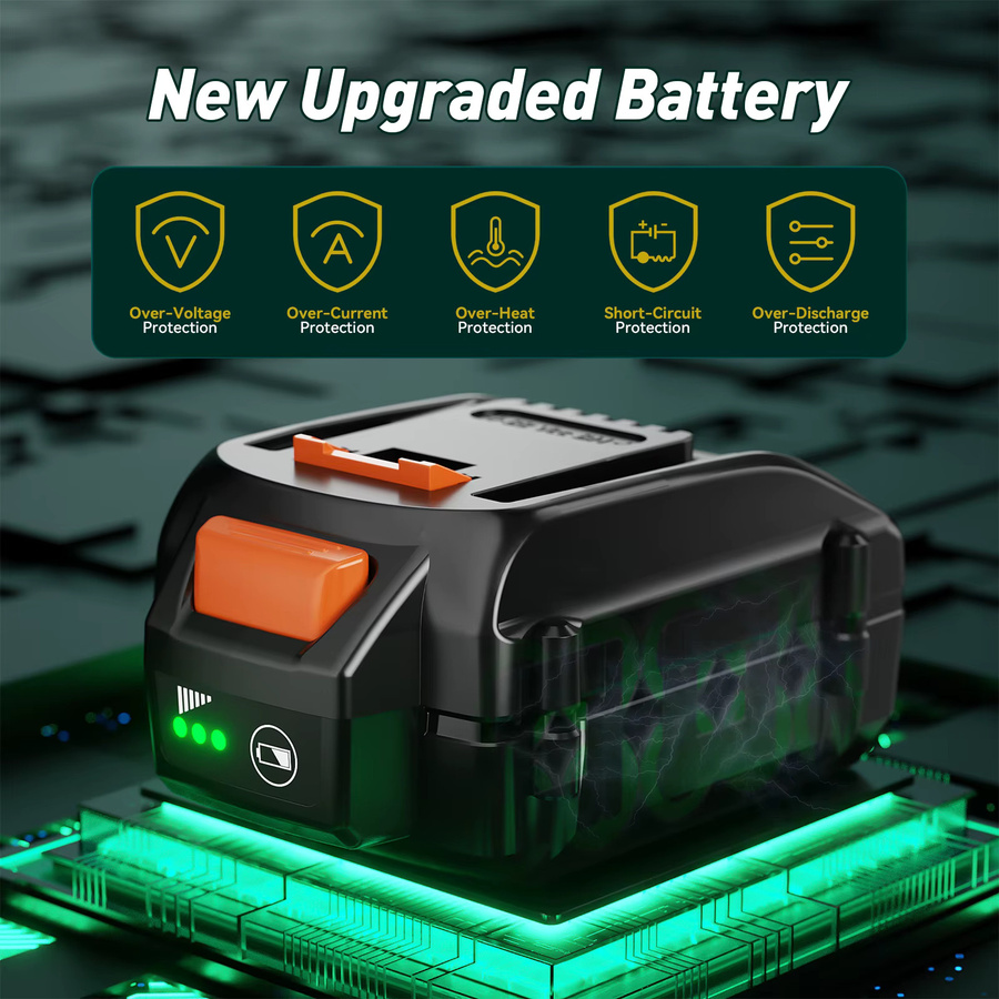 Worx Ersatzakku 20 V Li-Ionen-Akku mit 6500 mAh in Schwarz für WA3520 WA3525 WA3575 WG151S WG155S WG251S WG255S WG540S WG545S WG890 - Bild 3