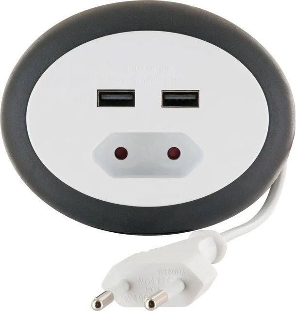 Schwaiger Euroverlängerung mit 2 x USB Port in Weiß mit 3 m Kabel - Bild 1
