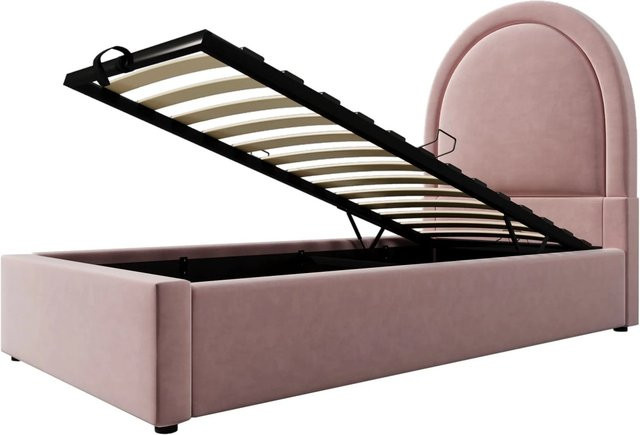 okwish Polsterbett für das Kinderzimmer aus Samt in Rosa, B/T/H: 90 x 200 x 91 cm - Bild 1