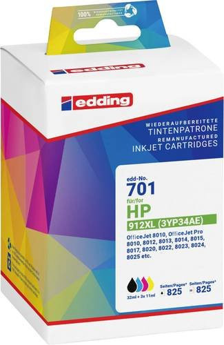 Edding Druckerpatronen Kombi-Pack kompatibel mit HP 912XL 3YL84AE, Set aus Schwarz, Cyan, Magenta und Gelb, EDD-701 18-701 - Bild 1