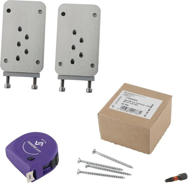 vasalat Set HVP Schwerlastverbinder aus Aluminium in Silber, Maße: B: 60 mm, H: 100 mm, Tiefe: 12 mm, inklusive Spaxschrauben und TX20 Bit - Bild 1