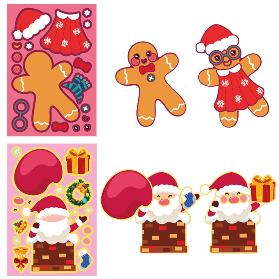 Cartoon-Weihnachts-Puzzle-Aufkleber, Weihnachten, 8/16 Stück - Bild 4