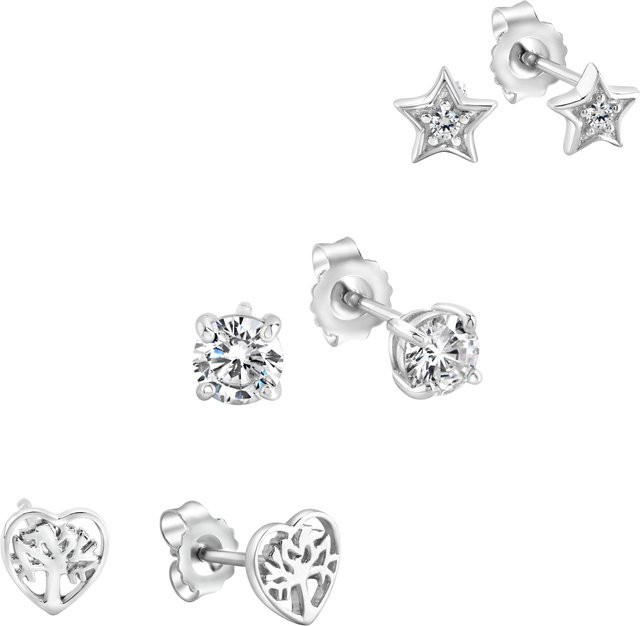 Zeeme Ohrstecker Set, 925 Silber, Zirkonia, Damen - Bild 1