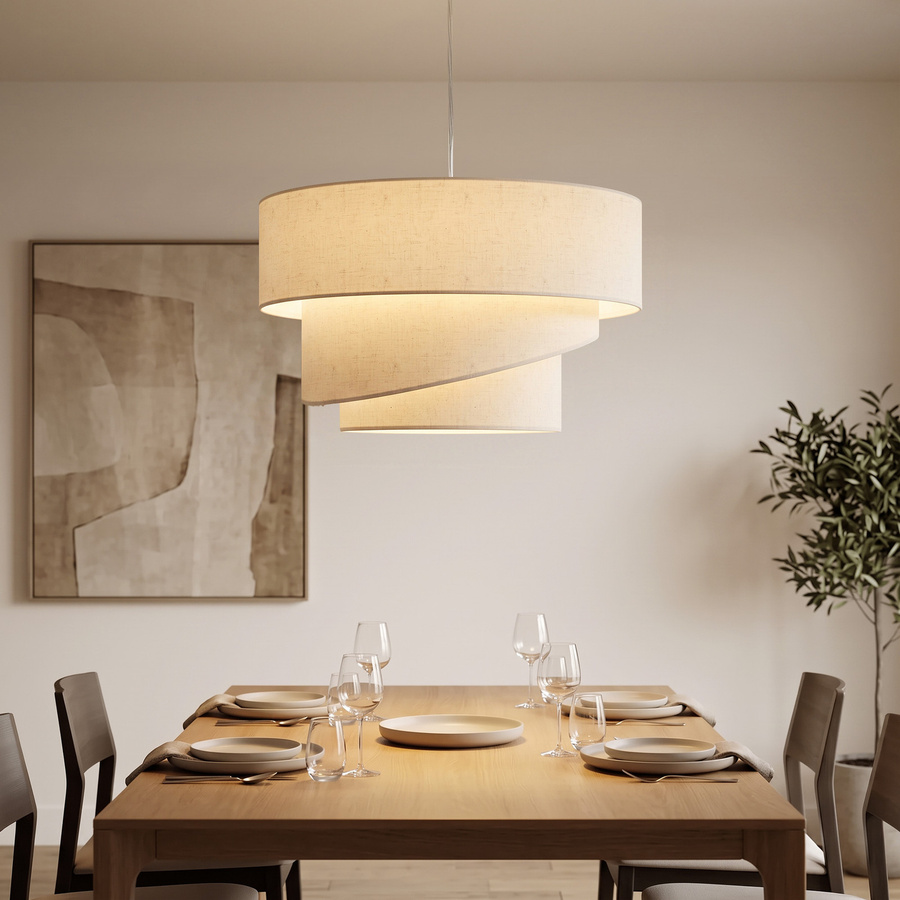 HOMCOM Pendelleuchte mit 3 Leinenschirmen in Beige und Gold, moderne Deckenlampe höhenverstellbar für Wohnzimmer, Schlafzimmer, Esszimmer oder Küche - Bild 2