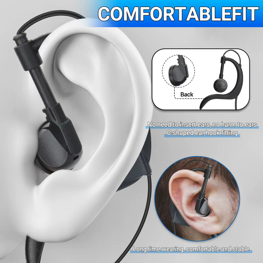 Baofeng PTT Mic In-Ear Kopfhörer Headset für Walkie Talkie in Schwarz - Bild 5