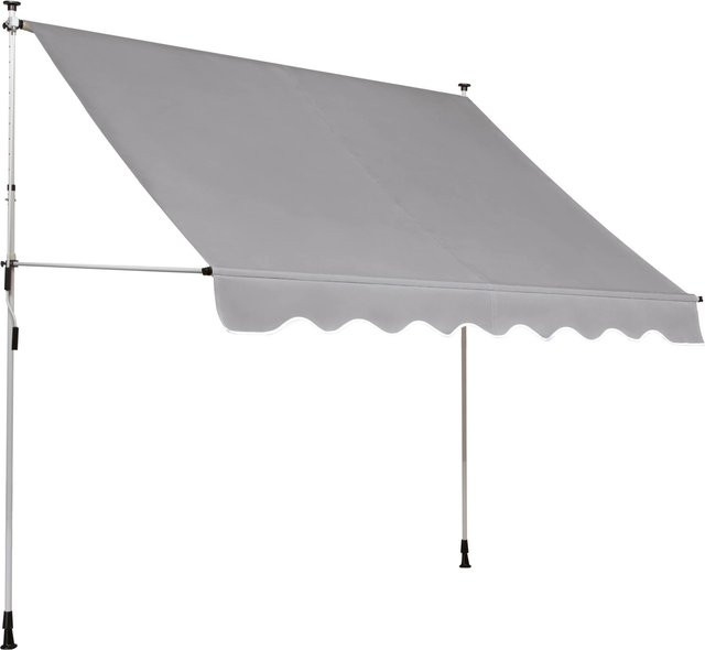 Klemmmarkise Fallarmmarkise mit Kurbel aus Polyester in Silbergrau B: 250 cm, H: 150 cm - Bild 1