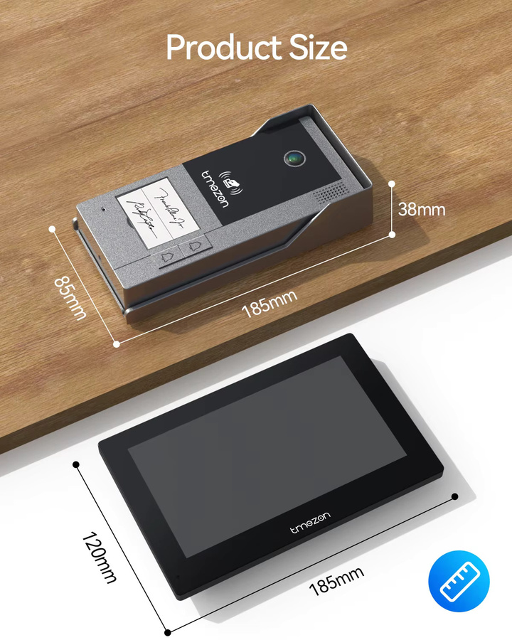 TMEZON 2-Draht-Video-Gegensprechanlage mit 7-Zoll-1080P-Touchscreen, IP-Video-Türsprechanlage mit Tuya-Unterstützung und Fernentriegelung in Schwarz - Bild 5