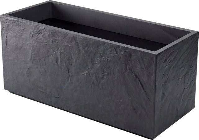 BigDean Pflanzkübel Rechteckig in Schiefer Optik mit Wasserspeicher, Farbe: Anthrazit/Grau, B: 99,5 cm, H: 39,5 cm, T: 43,5 cm - Bild 1