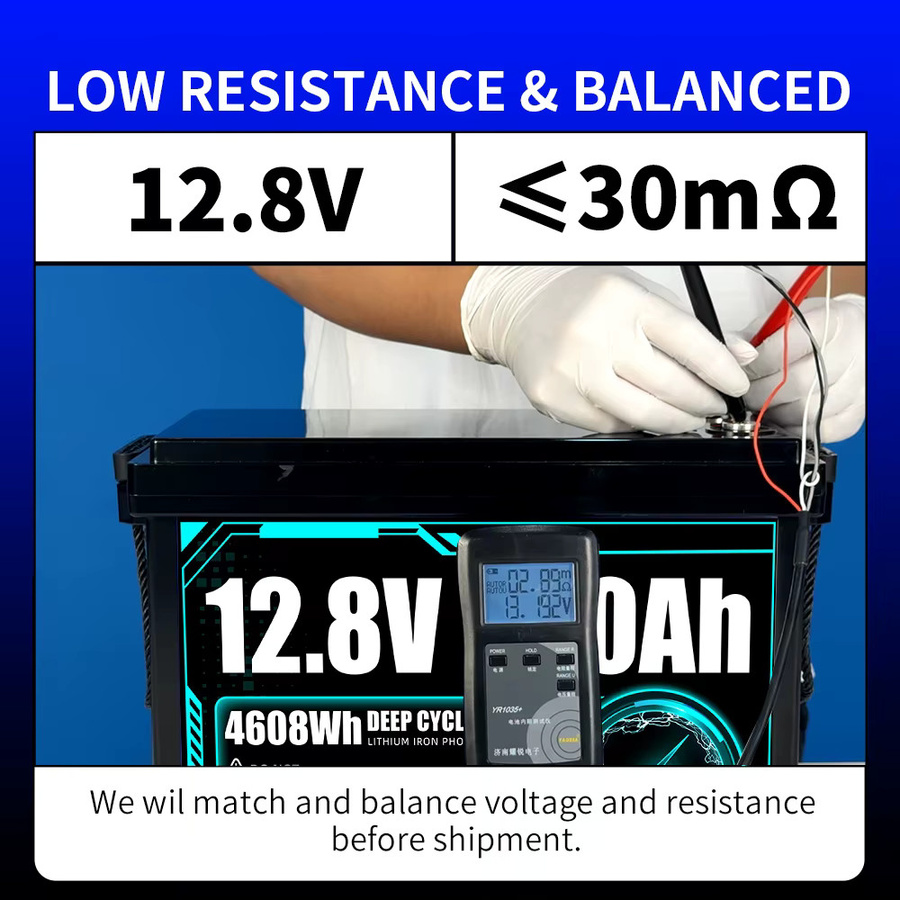 Solarician LiFePO4 Batteriepack 12V 360Ah Schwarz mit Klasse A Zellen für Golfcarts, Camping, Boote und Solaranlagen - Bild 3