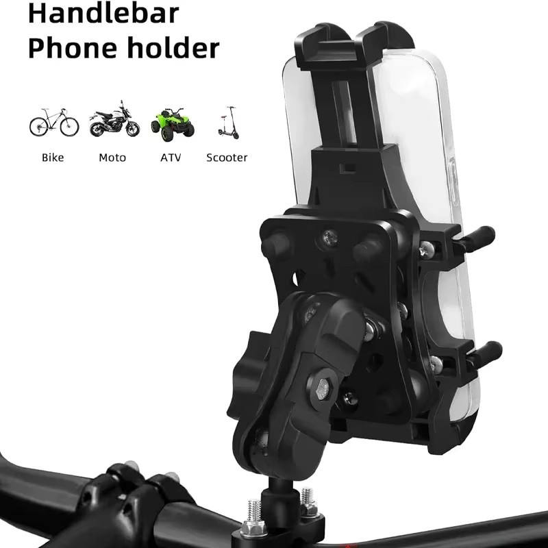 Universelle Handyhalterung für Motorrad, Fahrrad und Roller in Schwarz, passend für Smartphones von 4,7 bis 7,1 Zoll - Bild 2