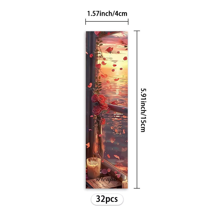 32-teiliges Lesezeichen-Set mit romantischem Rosen- und Nachtwald-Design aus Papier für Buchliebhaber und Lehrer - Bild 1