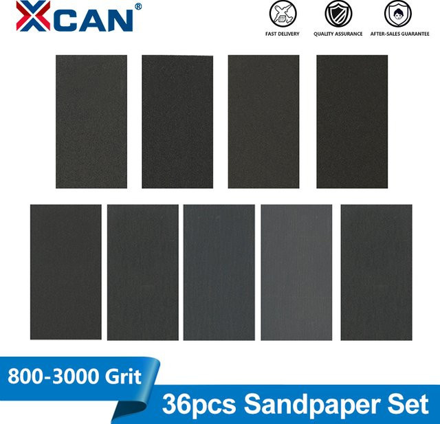 XCAN 36-teiliges Nass-Trocken-Schleifpapier-Set für Holz und Metall mit Körnungen von 400 bis 3000 - Bild 1