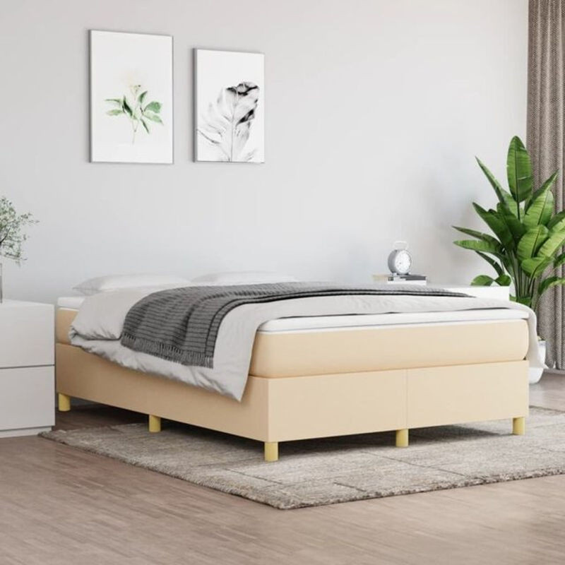 vidaxl Boxspringbett aus Stoff und Holzwerkstoff in Beige B/T/H: 140 x 200 x 35 cm - Bild 1
