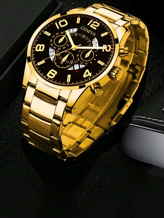 CMK Digitaluhr Quarz, Messing, Gold, Herren - Bild 2