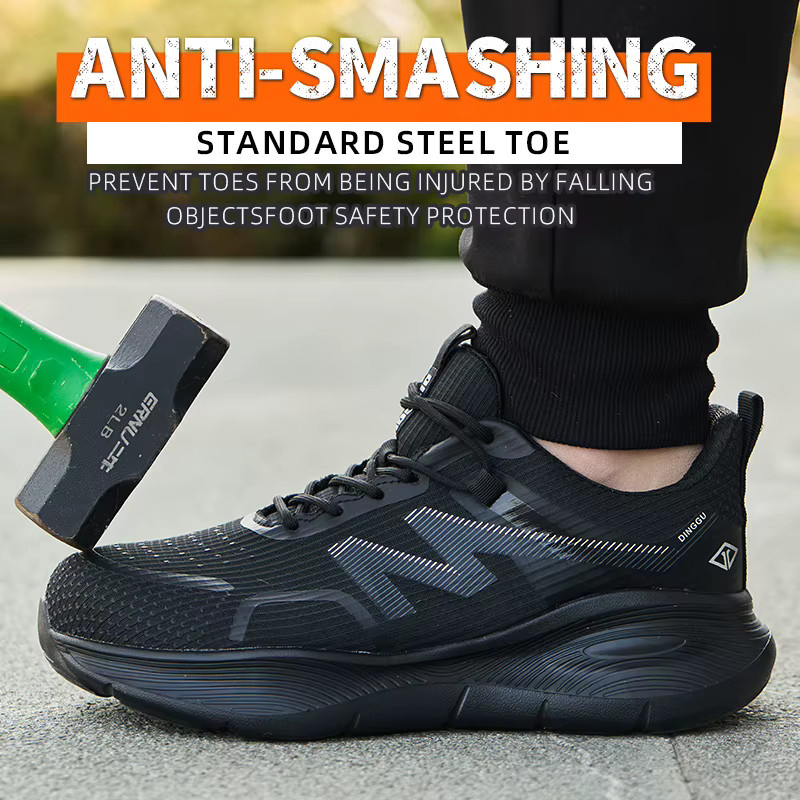 Kankeirr Arbeitssicherheitsschuhe für Herren als leichte Arbeitssneaker mit Stahlkappe, Schwarz - Bild 3