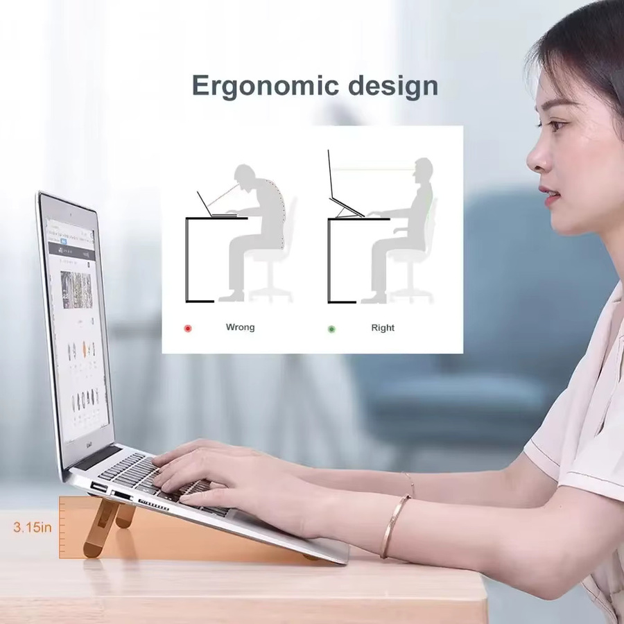 Eary Tragbarer Laptop-Ständer aus Metall, faltbar und verstellbar, ergonomischer Notebook-Halter in Silber - Bild 2