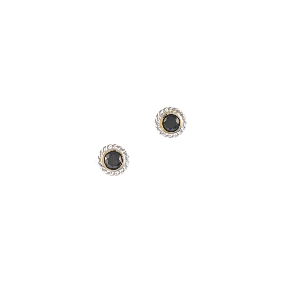 Ohrstecker 925 Silber, teilvergoldet, Zirkonia schwarz, Dirndl Funkeln - Bild 1