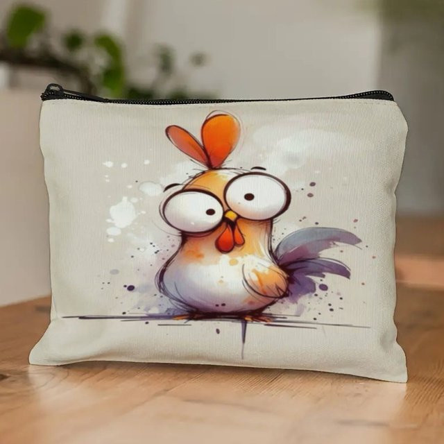 Kreatives Huhn Federmäppchen aus Polyester für Schule und Büro, Mehrfarbig, Breite: 25,0 cm, Höhe: 18,0 cm - Bild 1