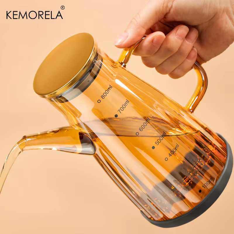 KEMORELA Glasöltopf mit Edelstahldeckel, transparent, auslaufsicher und rutschfest - Bild 3