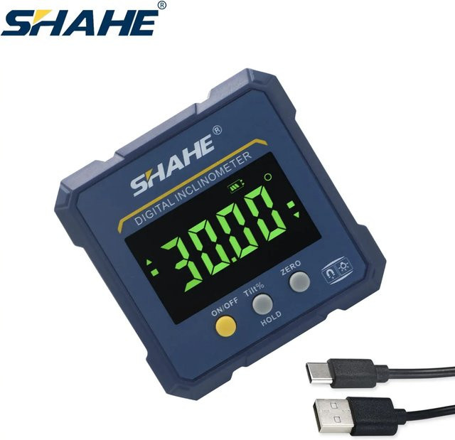 SHAHE 2 in 1 Digitaler Winkelmesser und Wasserwaage mit 4-seitigen Magneten und wiederaufladbarem Akku - Bild 1