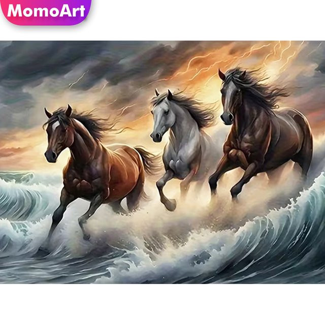 Momoart 5D DIY Diamant-Mosaik Pferd Bastelset zur Wanddekoration für Anfänger B/H: 20 x 20 cm - Bild 1