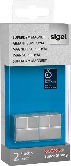 sigel Magnet SuperDym GL706 in Silber aus Aluminium, B/T/H: 2 x 2 x 2 cm - Bild 1