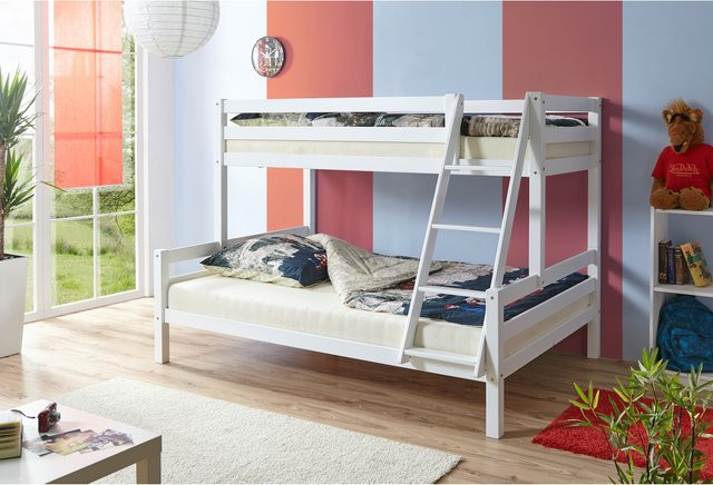 TiCAA Etagenbett Maxim aus massiver Buche in Braun für Kinder - Bild 1