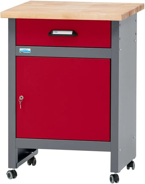 Küpper Werkbank mit einer Schublade und Rollen, Dunkelrot, H x B x T: 84 x 60 x 60 cm - Bild 1