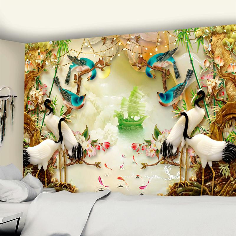 Super Six Kran Relief Wandteppich im Bohemian Stil, mehrfarbig, B/H: 95 x 70 cm - Bild 5