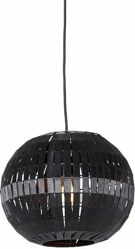 Moderne Pendelleuchte QAZQA in Schwarz aus Stahl und Stoff mit E27 Fassung - Bild 1