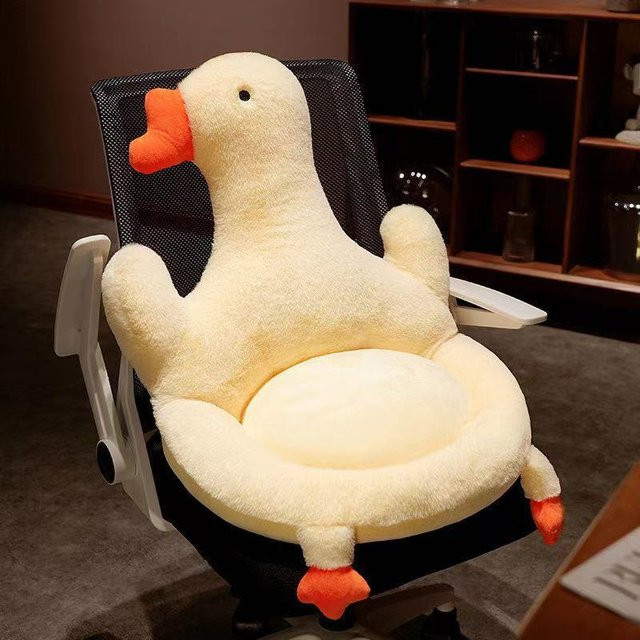 Verdicktes Sitzkissen mit integrierter Rückenlehne im Gans-Design, weiß, B/T/H: 50 x 50 x 90 cm - Bild 1