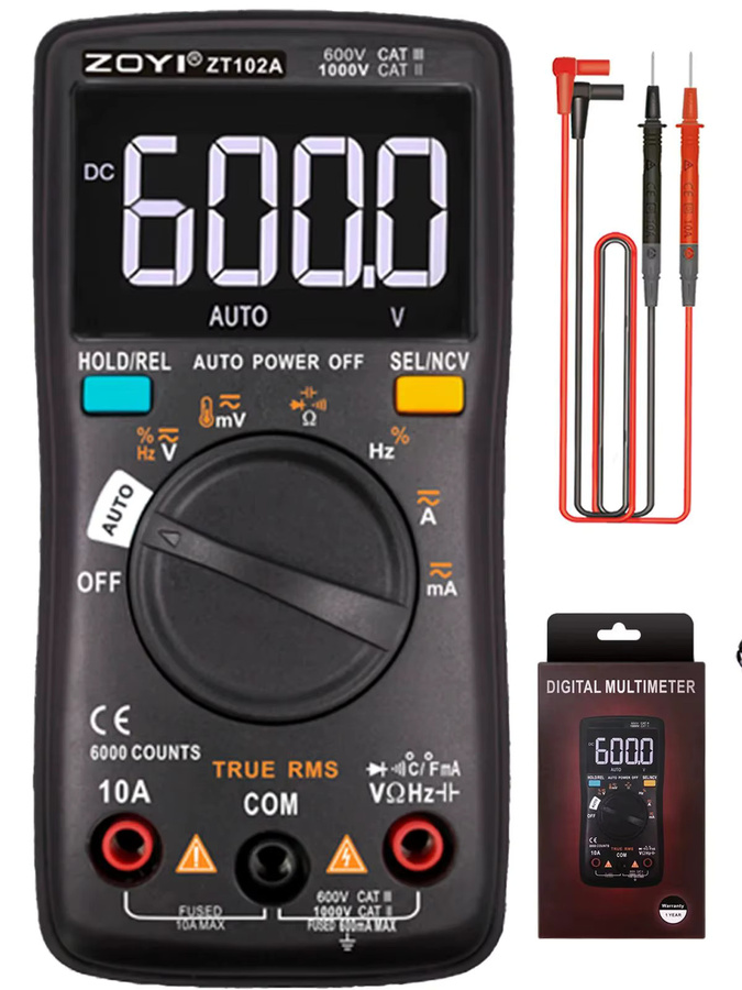 ZOYI 102A Professionelles Smart-Multimeter 6000 Anzeigen AC/DC Spannungs- und Strommessgerät in Schwarz - Bild 6