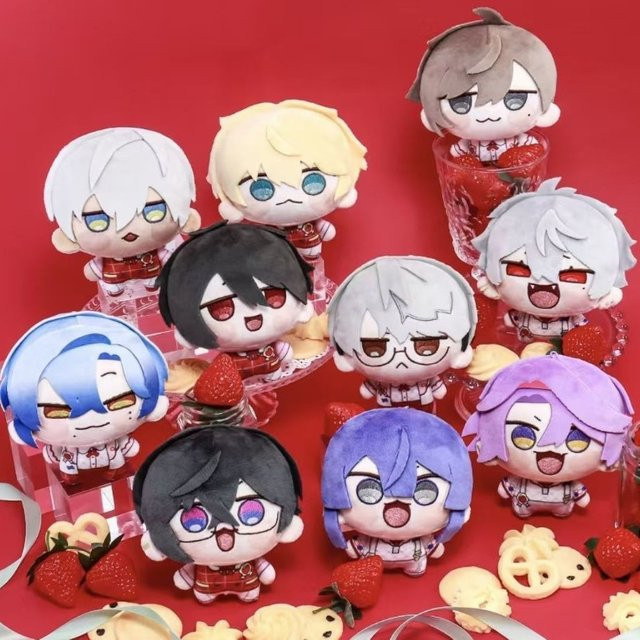 Nijisanji EN Plüsch-Mini-Chibi-Baumwollpuppe Erdbeer-Outfit, Stofftier-Schlüsselanhänger - Bild 1