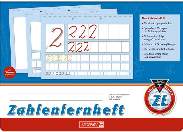 Brunnen Zahlenlernheft Lineatur ZL Blau A4 - Bild 1