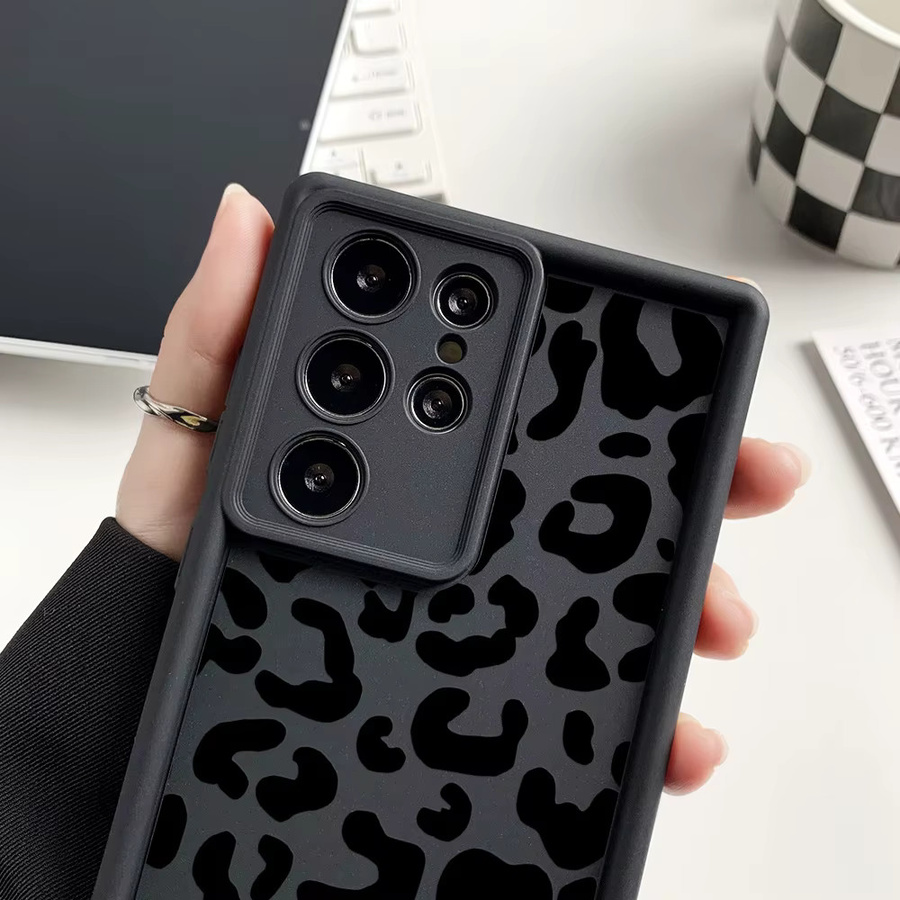 Silikon Handyhülle mit Leopard-Print für Samsung Galaxy A55 5G A54 A35 A34 A53 A52 A33 A32 A25 A24 A16 A15 A12 A06 A05 A05s in Schwarz - Bild 4