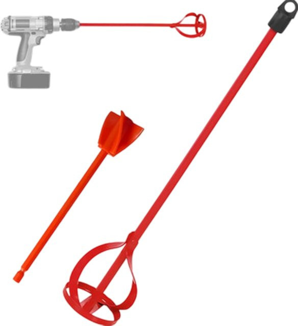 VIBRATITE HSS-Spachtelmischer aus Edelstahl in Rot für elektrische Bohrmaschinen zum Mischen von Flüssigkeiten, Farben, Spachtelpulver und Epoxidharz - Bild 1